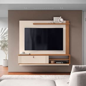 Painel para TV até 65 Polegadas Laredo 160cm Pérola Metalizado/Cinamomo Mel