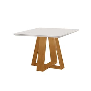 Mesa para Sala de Jantar Tampo com Vidro Grécia Castanho Cinamomo / Off White