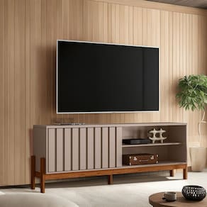 Rack para Tv até 75 Polegadas Bancada New Aurora Grigio Fosco/Cinamomo Mel