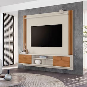 Painel para TV até 75 Polegadas Pierre 180cm Pérola Metalizado/Cinamomo Mel