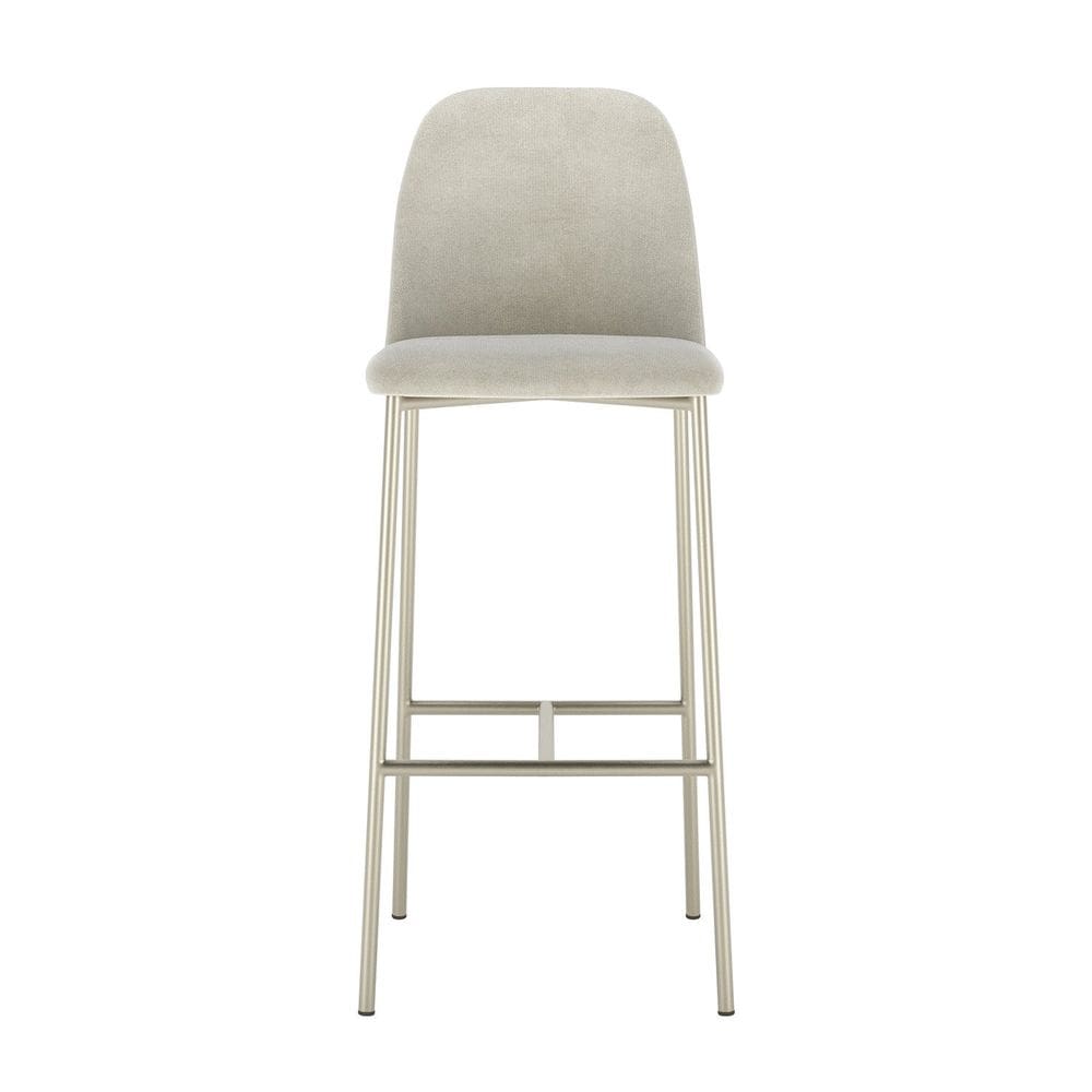 Banqueta Alta de Aço 107,4cm X 43cm Lucille Champanhe/Soft Palha