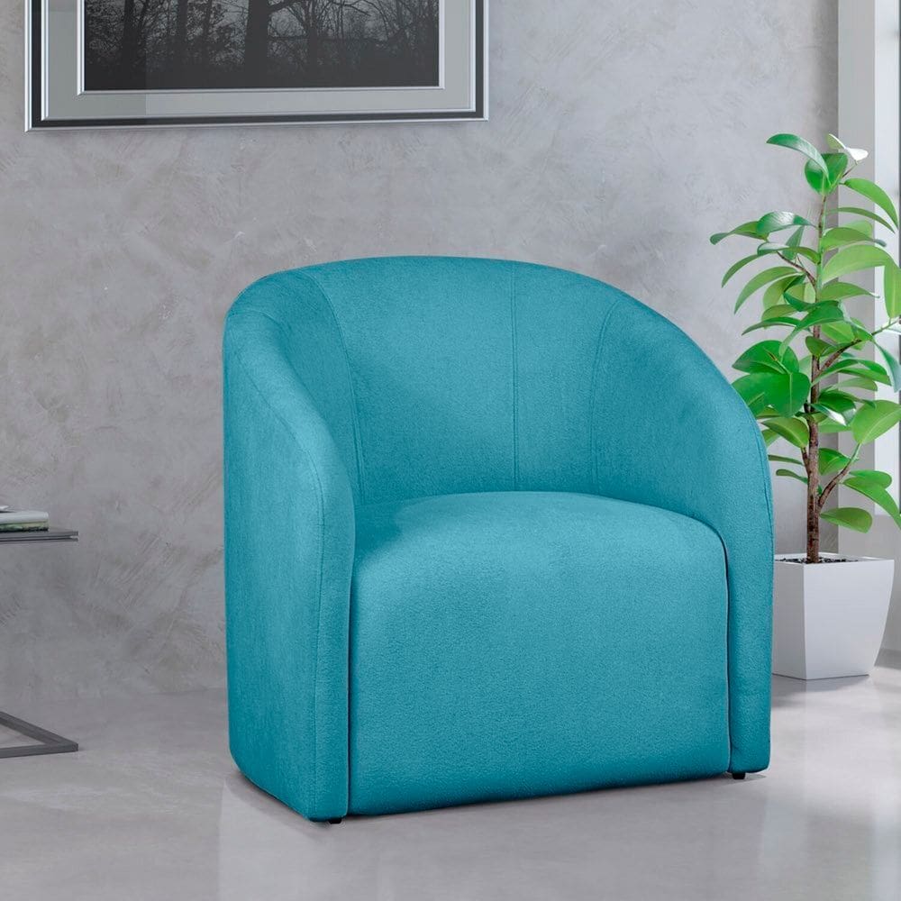 Poltrona para Sala de Estar Boucle Lara Azul Turquesa