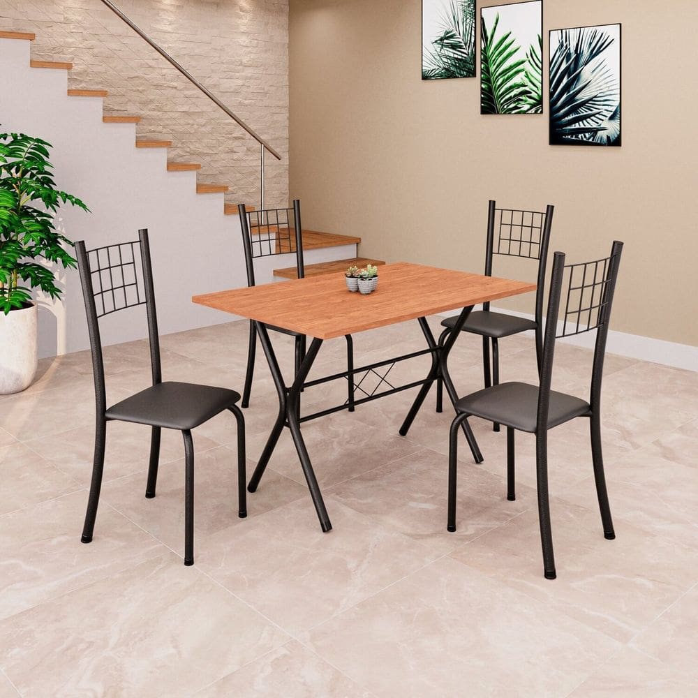 Conjunto para Sala de Jantar com 4 Cadeiras Dany Preto