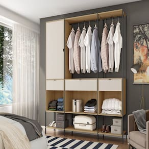 Módulo para Closet 200x206 Cm Veneza Preto/Carvalho/Off White