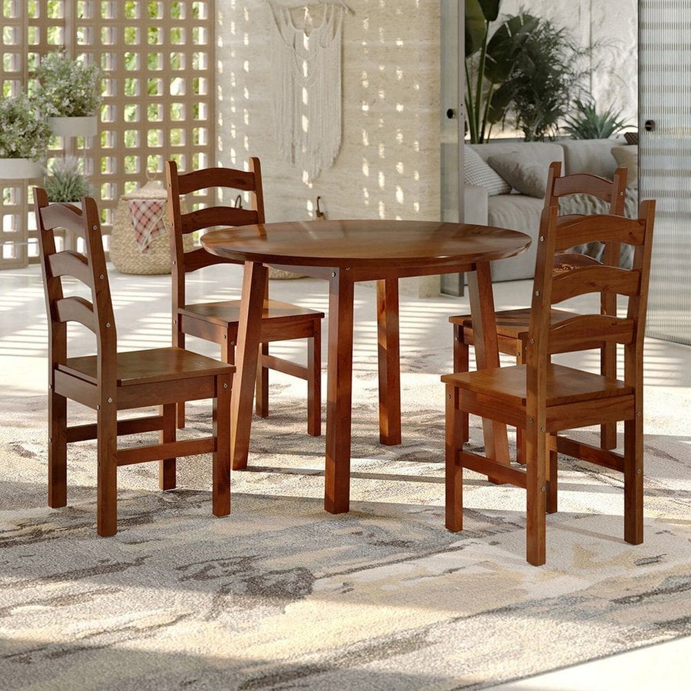 Conjunto Sala de Jantar com 4 Cadeiras Parit Espresso Móveis Nogal