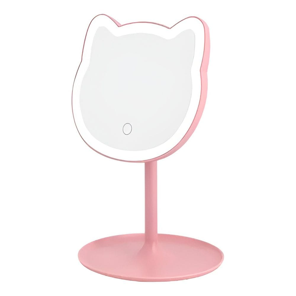 Espelho de Maquiagem Gatinho Rosa Fofo Decoração de Mesa