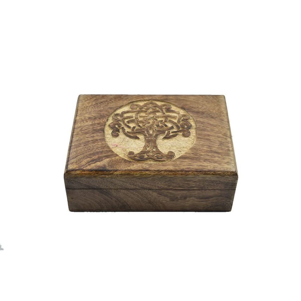 Caixa de joias de madeira STORE INDYA Tree Of Life Carving