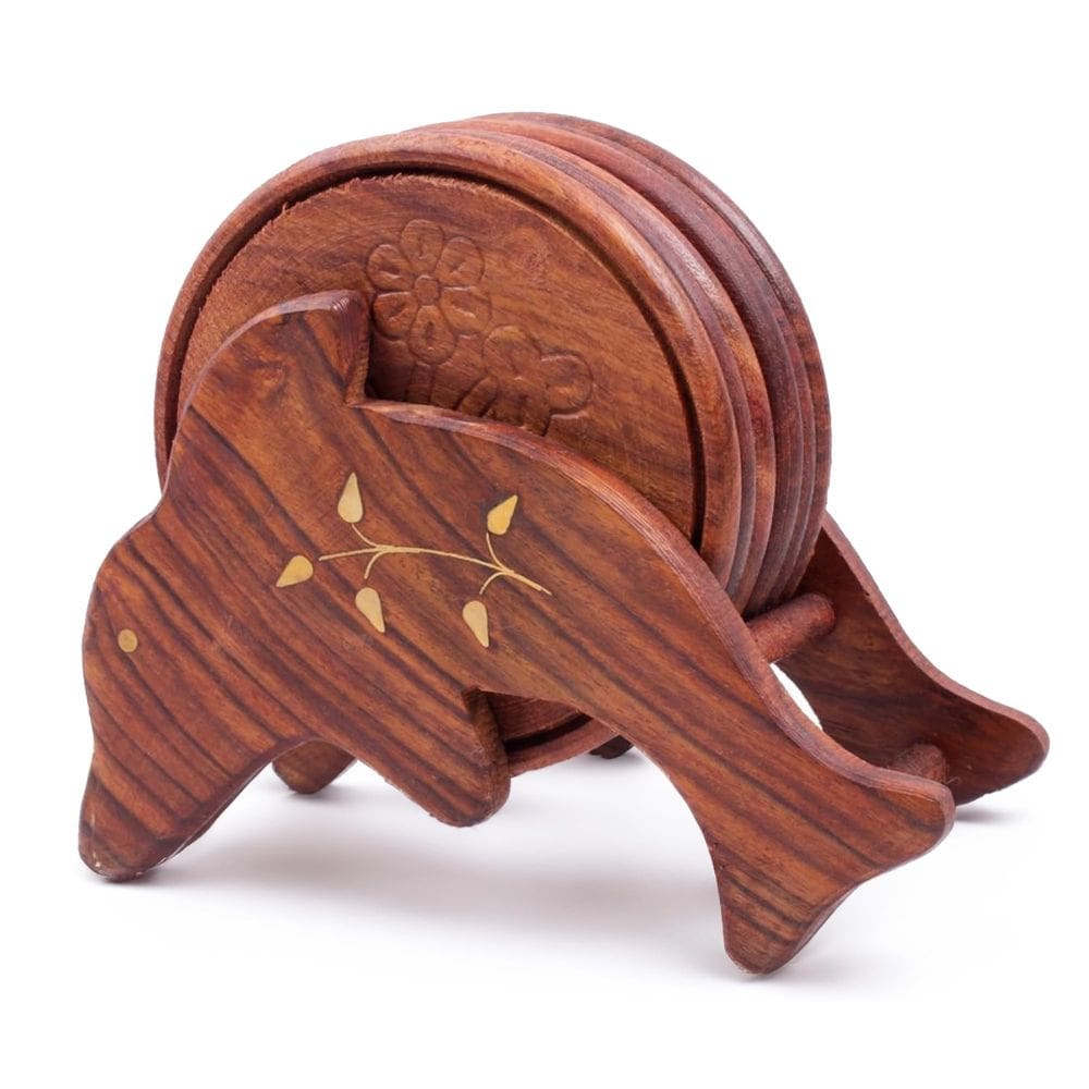 Coasters Store Indya, de madeira, feita à mão com suporte para golfinhos
