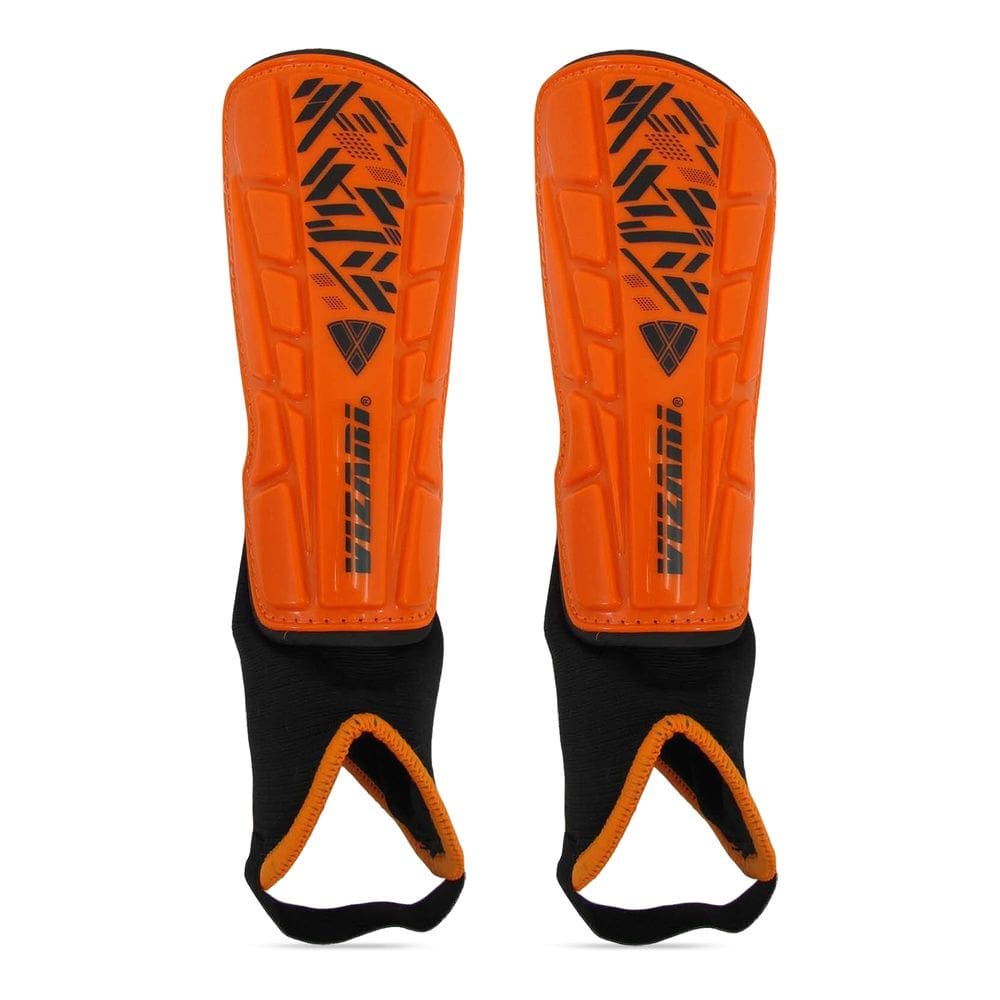 Caneleira de futebol Vizari Malaga para crianças laranja/preta XX-Small
