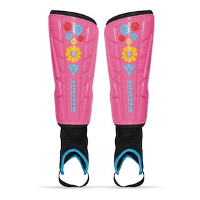 Caneleiras de futebol Vizari Blossom Kids para meninas rosa/azul S