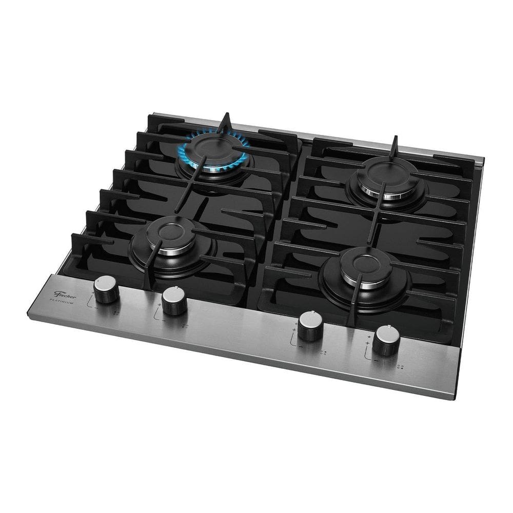 Cooktop Gás Fischer 4Q Platinium Vidro Bivolt 33800-92121