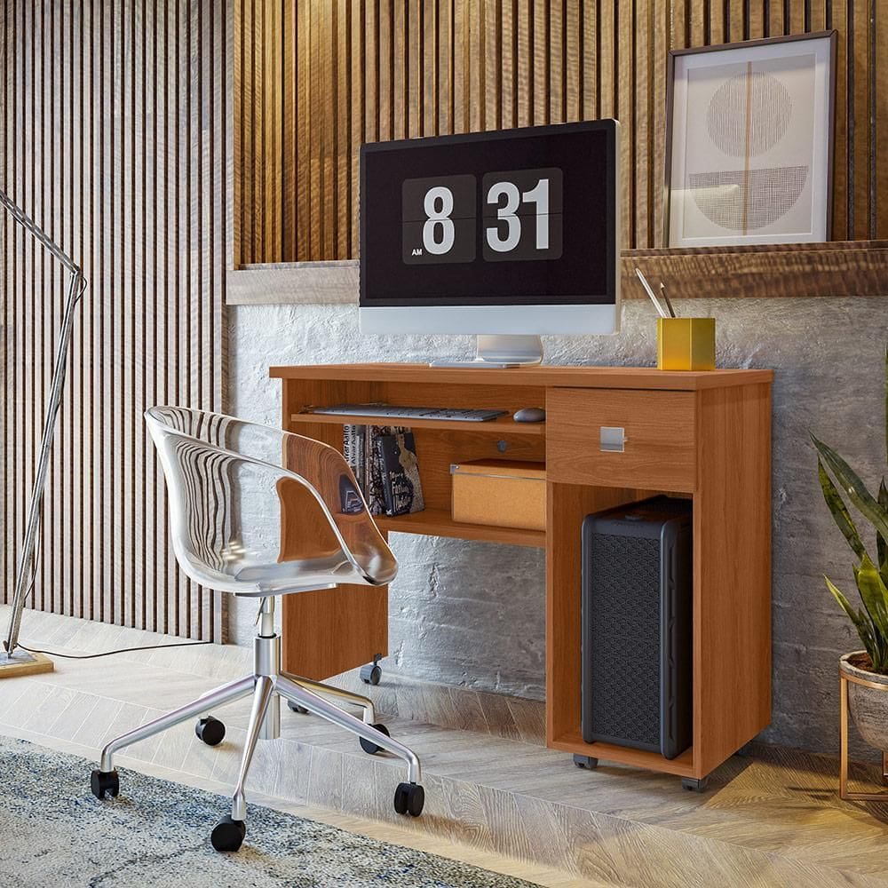 Mesa Para Computador Vicenza Lukaliam com Gaveta e Rodízios