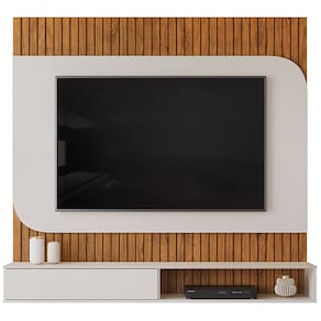 Painel Para Tv 65 Pol 1 Porta 150 cm Tom Freijo Off White Dj Moveis