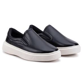 Tênis Slip On IateMasculino Couro Confortável Calce Fácil