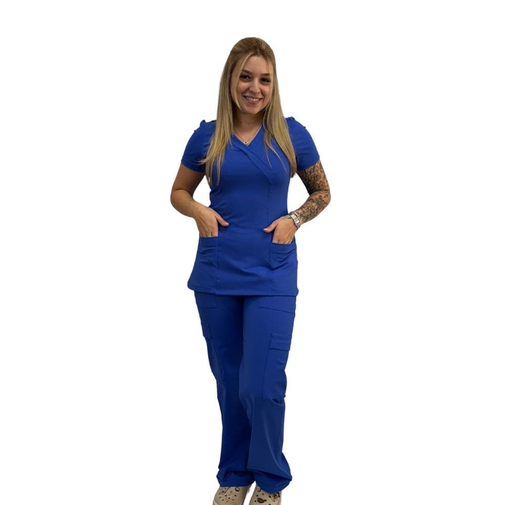 Conjunto Scrub Pijama Cirúrgico Verona Azul Bic Toque geladinho
