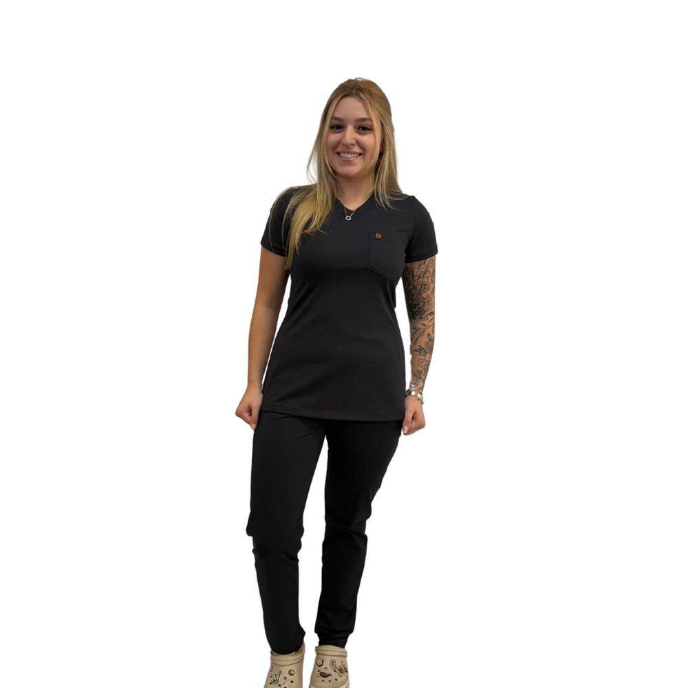 Conjunto Scrub Pijama Cirúrgico Essência Preto Toque Geladinho