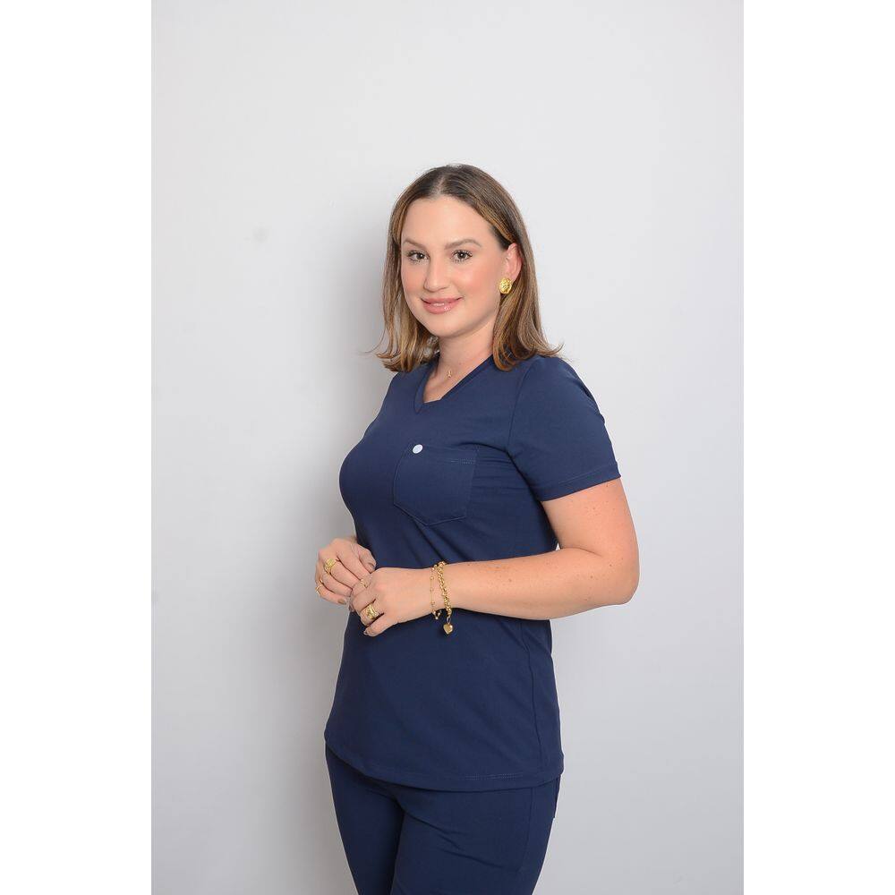 Conjunto Scrub Pijama Cirúrgico Essência Azul Marinho Toque Geladinho