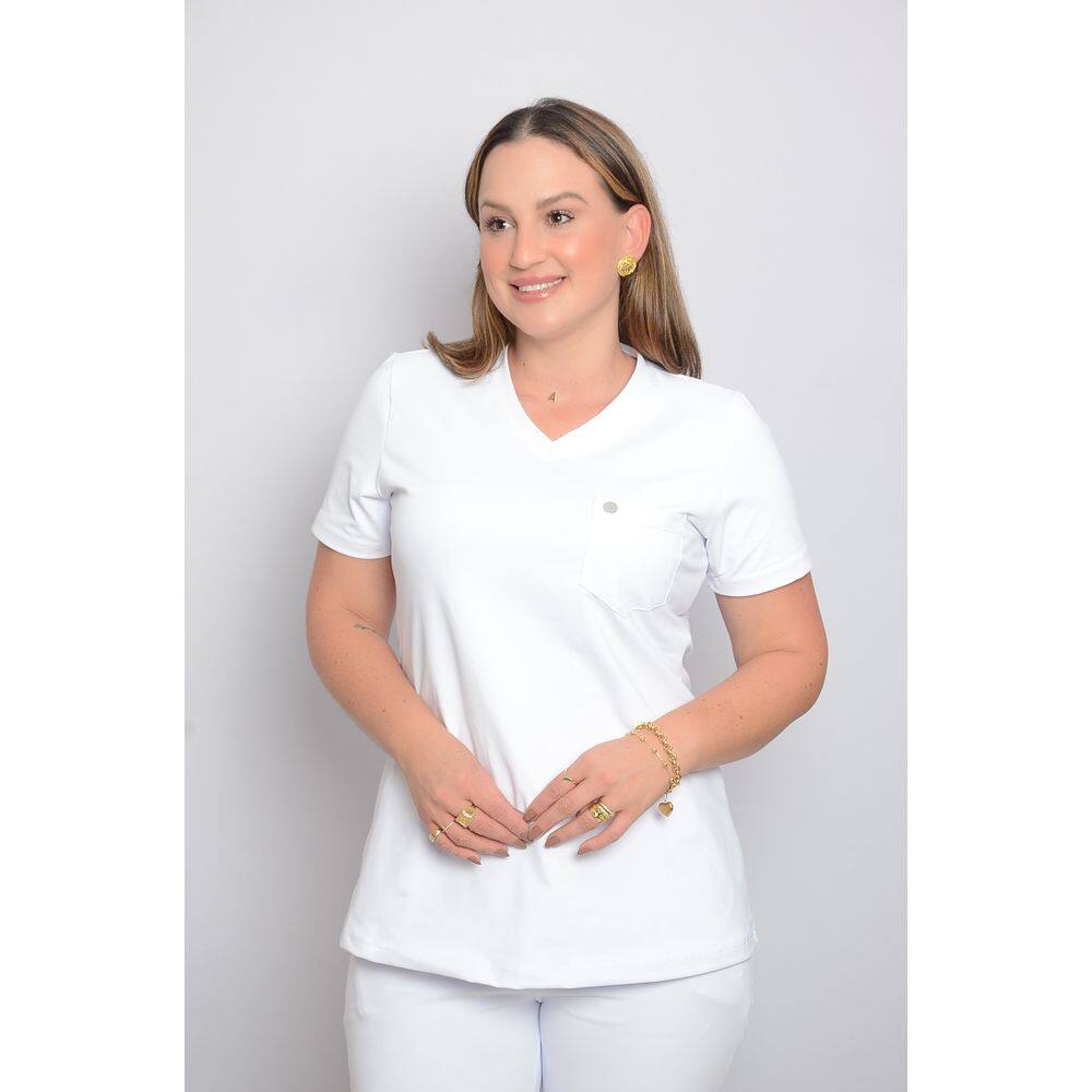 Conjunto Scrub Pijama Cirúrgico Essência Branco Toque Geladinho