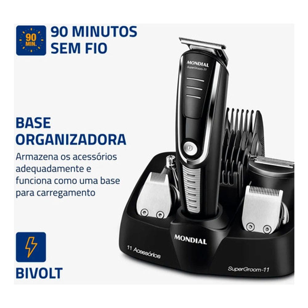 Aparador de Pelos Mondial Super Groom 11 BG-05 Bivolt