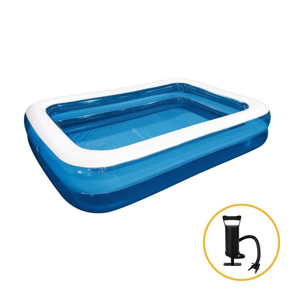 Piscina Inflável Retangular Familiar 440 Litros Com Bomba De Inflar Jilong