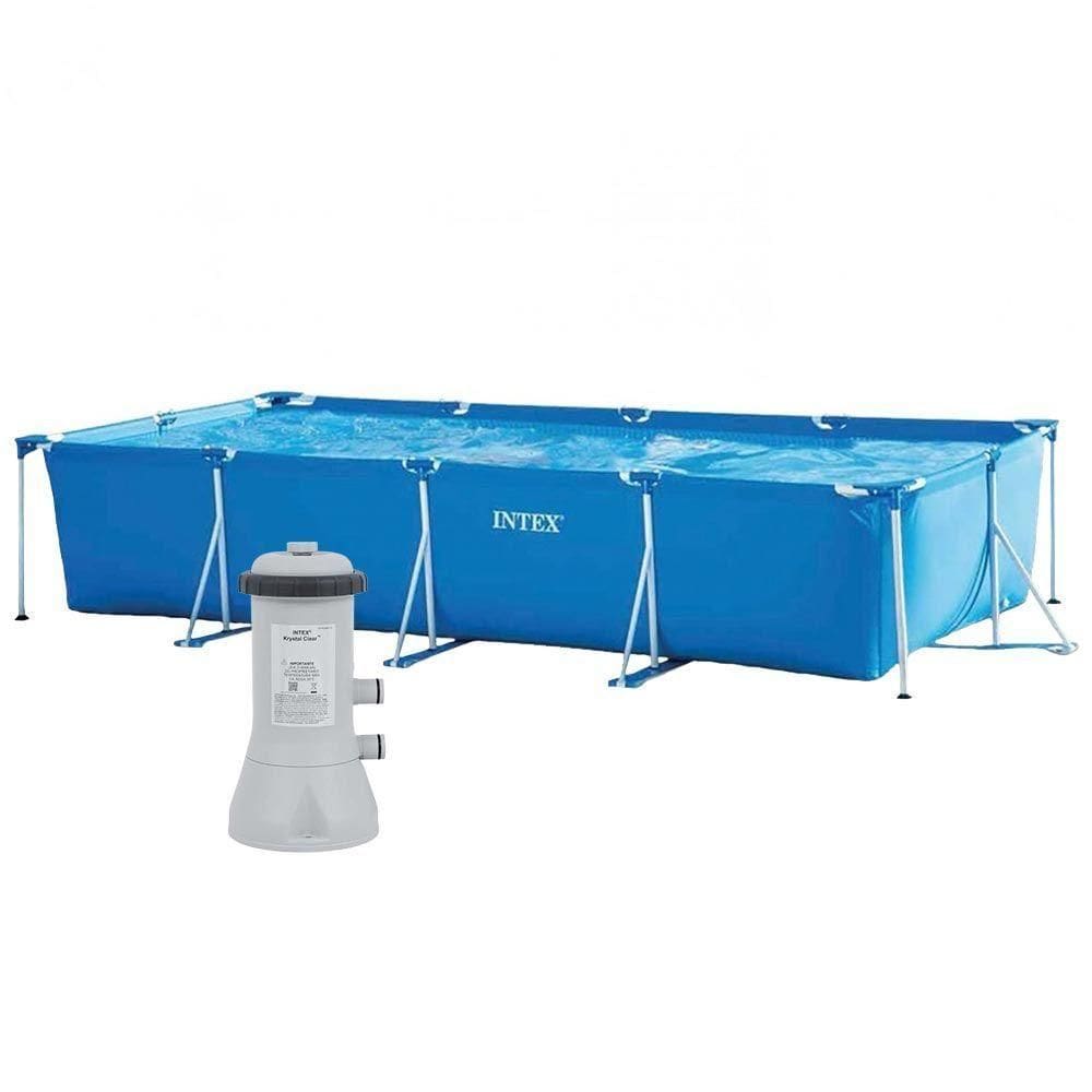Piscina Estrutural Retangular 7.127 Litros Com Filtro 220v Intex
