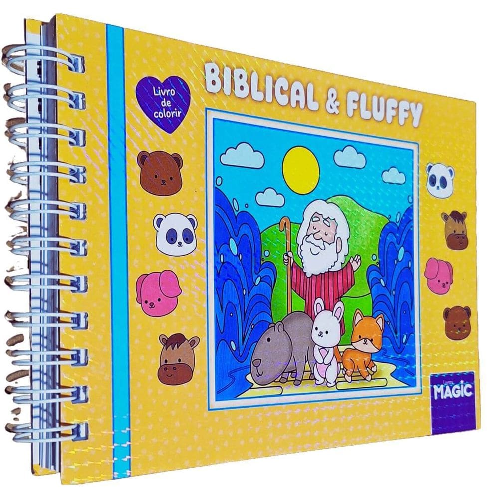 Livro de Colorir Biblical & Fluffy 22x16cm 180g/m² 48 Desenhos Capa Dura Amarelo