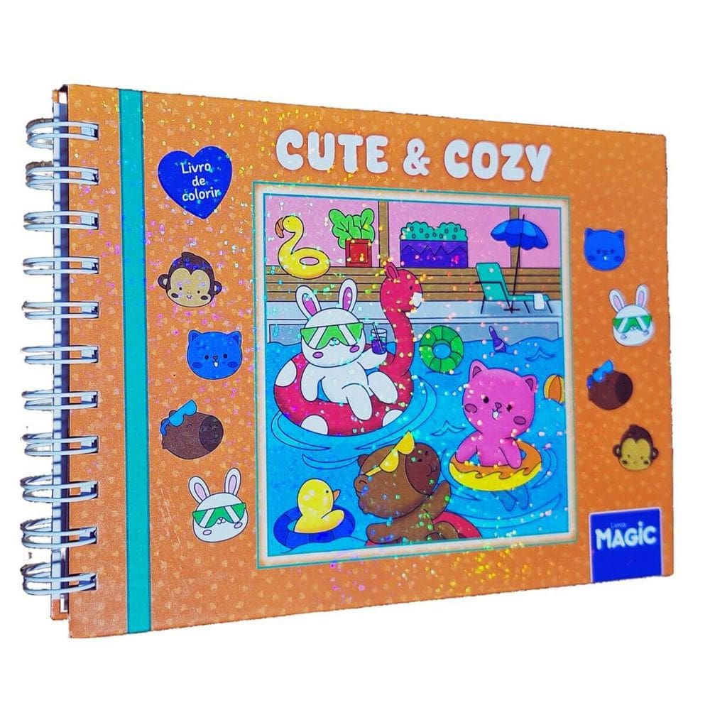 Livro de Colorir Cute & Cozy 22x16cm 180g/m² 48 Desenhos Capa Dura Laranja Deto Silva (Ilustrações)