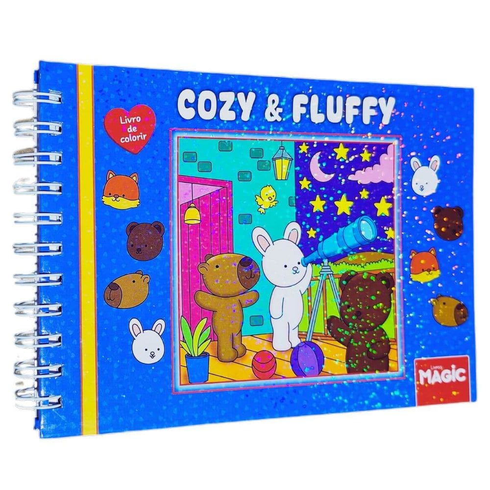 Livro de Colorir Cozy & Fluffy 22x16cm 180g/m² 48 Desenhos Capa Dura Azul Deto Silva (Ilustrações)