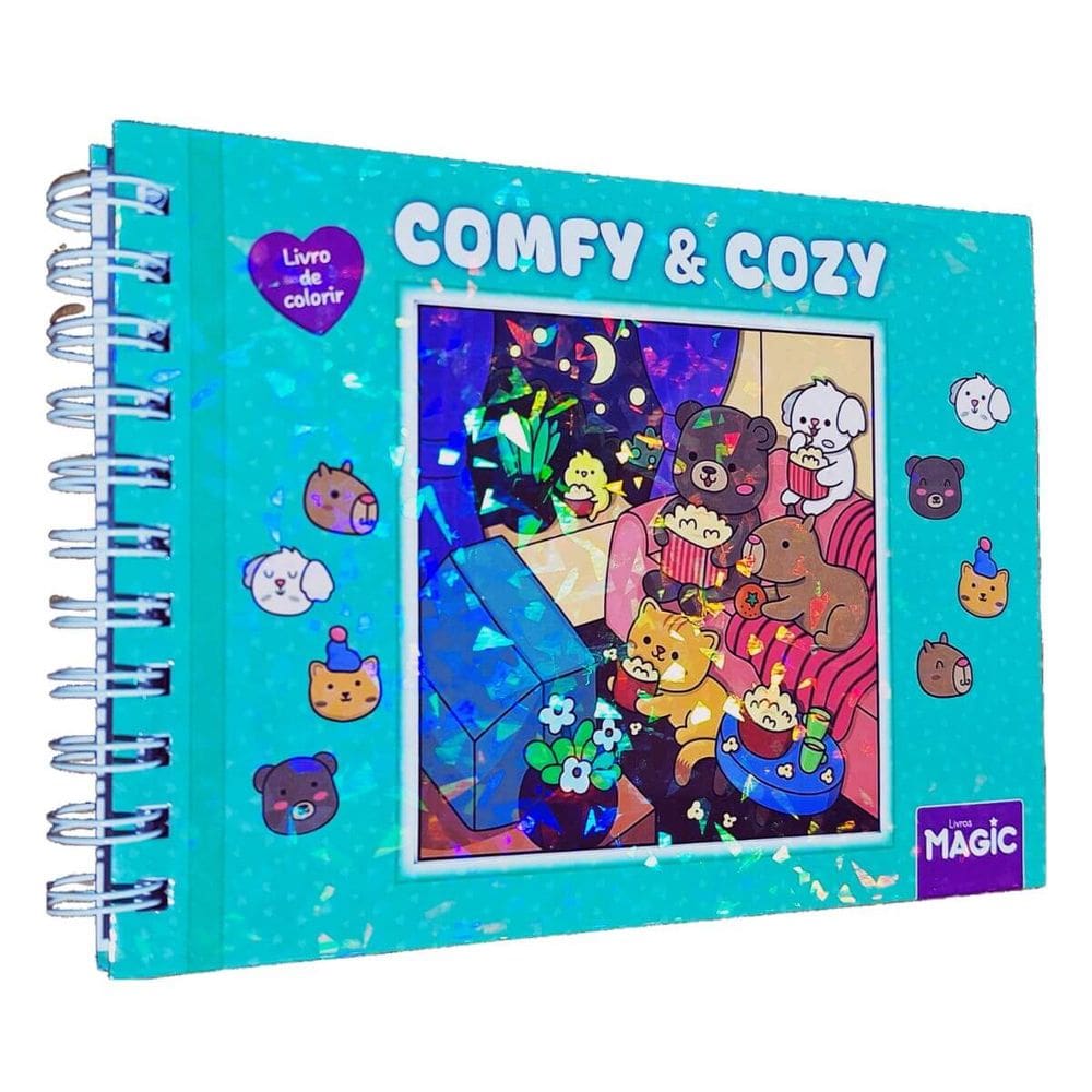 Livro de Colorir Comfy & Cozy Coleção Comfy & Cozy Books 22x16cm 180g/m² 48 Desenhos Capa Dura Verde A. Bozhbova