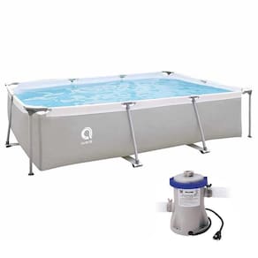 Piscina Estrutural Retangular 3701 Litros Com Bomba Filtrante Avenli Jilong 220v