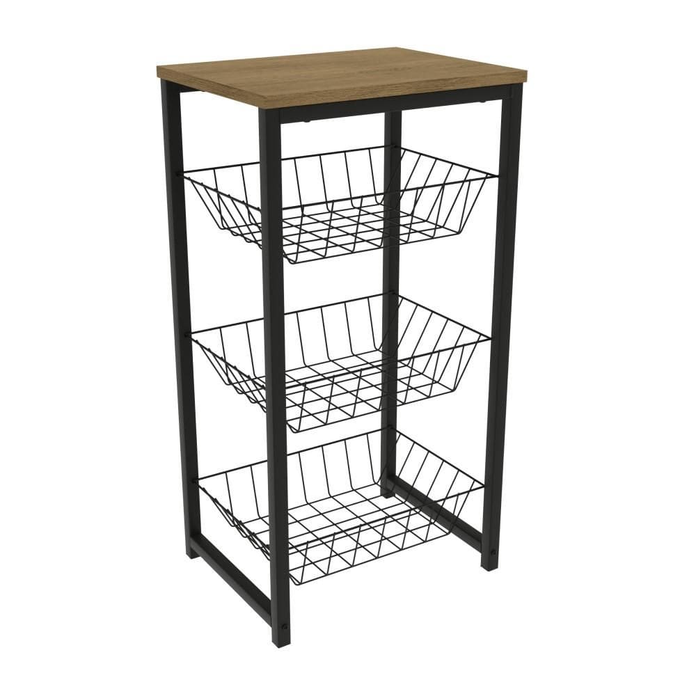 Fruteira de Chão para Cozinha Kappesberg Industrial em Metal Preto Fosco