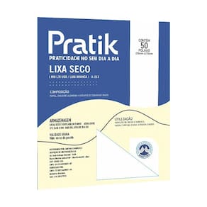 Lixa Seco Multiuso Pratik A-213 Grao 180 - Embalagem com 50 Unidades