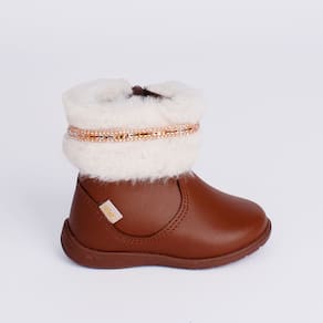 Bota Infantil Menina Kidy Soft Baby Com Pelinho Strass Delicada Confortável Antiderrapante Leve