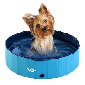 Piscina Para Cachorro Pets Dobrável Lisa Azul Vg+