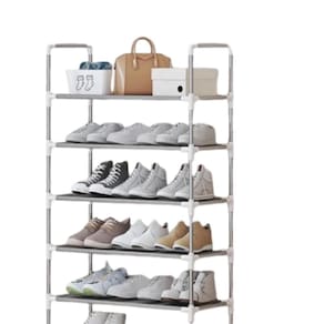 Estante Organizadora 5 Prateleiras Multiuso Sapateira 15 Pares Roupa Brinquedo Lavanderia Rack Inox Compacto