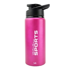 Garrafa Squeeze Alumínio Brilhante Com Trava 600ml Academia Vg+ Rosa Choque