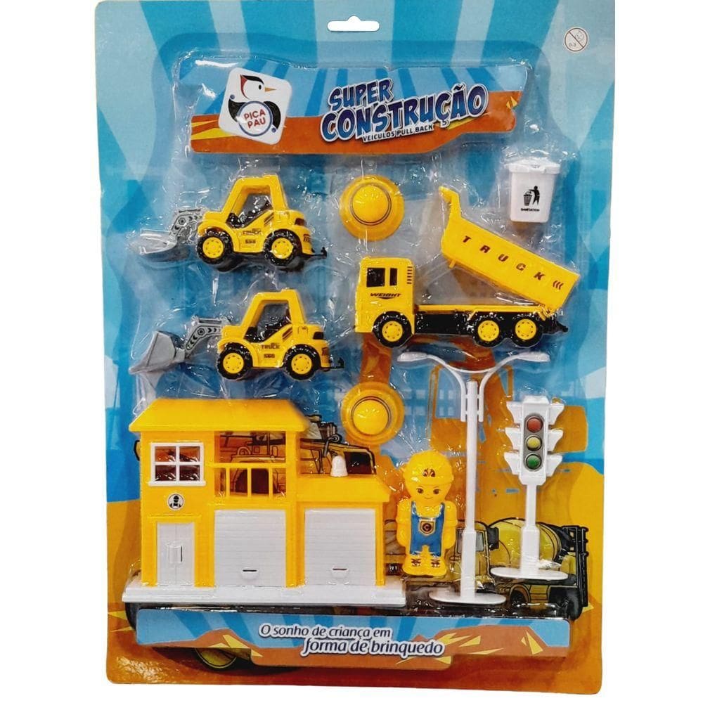 Brinquedo Veículos Super Construção 10 Pçs PI4169 - Pica Pau