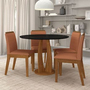 Conjunto Mesa Redonda Scala 4 Cadeiras Estofadas Frei/pto/terraco -m.a