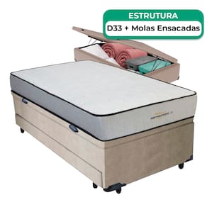 Bicama Baú Solteiro E Colchão Orthopedic D33 Vstore 78x188x30