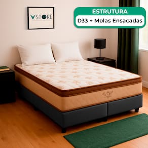Box King Cinza e Colchão Victory Molas Vstore 193x203x30