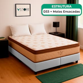 Cama Box King Branco Colchão Victory Molas Vstore 193x203x30