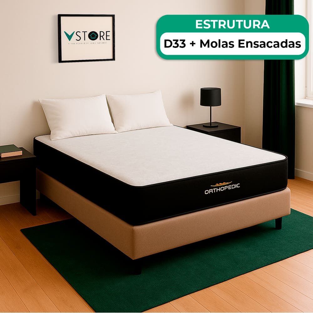 Cama Box Baú Viúvo Bege E Colchão Orthopedic D33 Vstore