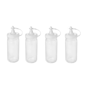 Bisnaga Transparente 380ml Tubo Bico Fino Molho Plastico 4un
