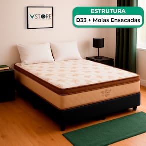 Cama Box Baú Viúvo Preto e Colchão Victory Molas Vstore