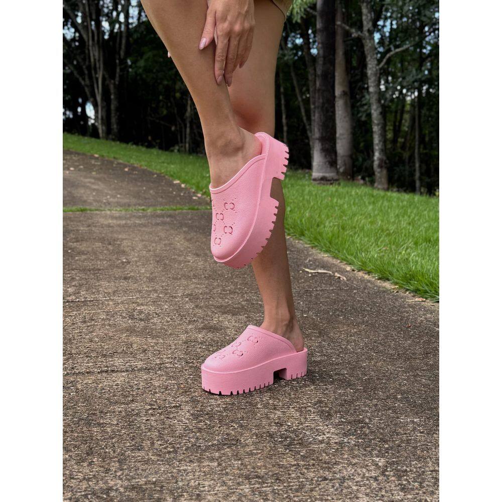 Mule Feminino Sapatilha Sandália Confortável Sola Tratorada Rosa