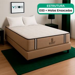 Cama Box Viúvo Bege E Colchão Madrid Molas Vstore 128x188x28