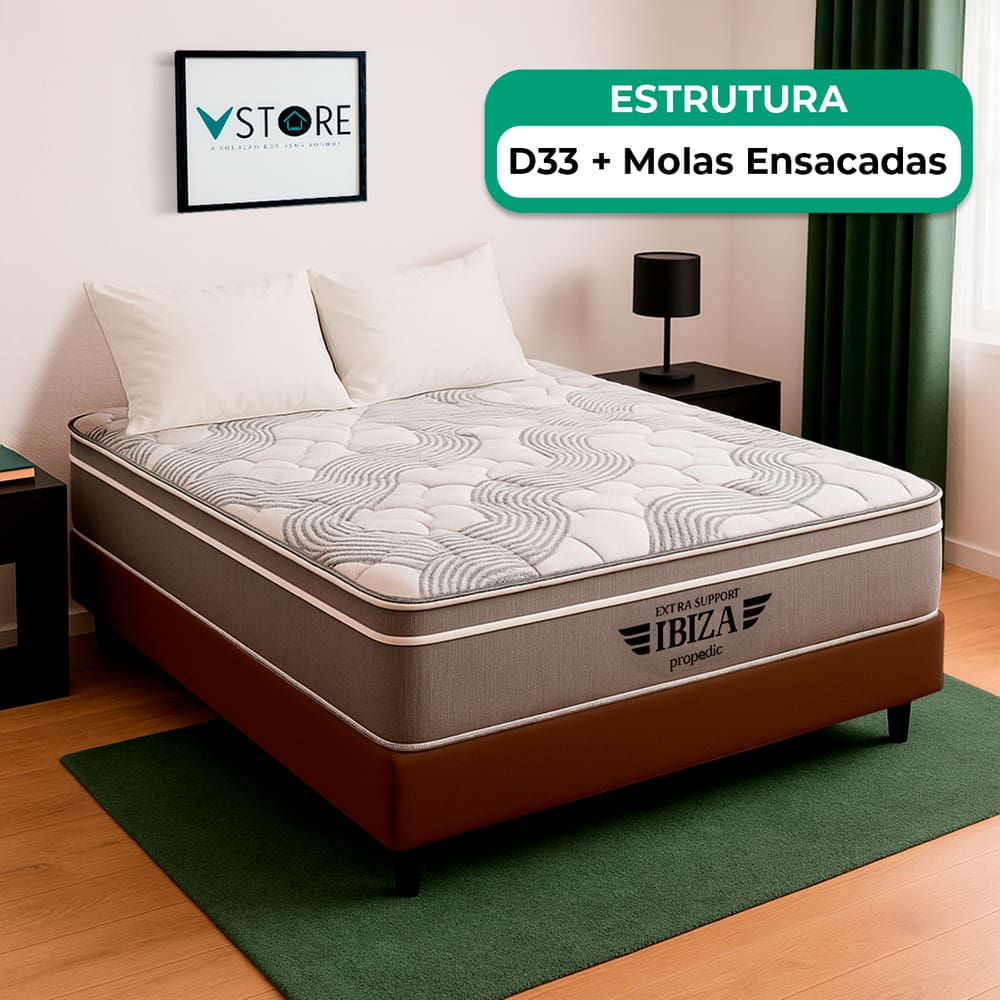 Cama Box Baú Casal Marrom e Colchão Ibiza Molas Vstore