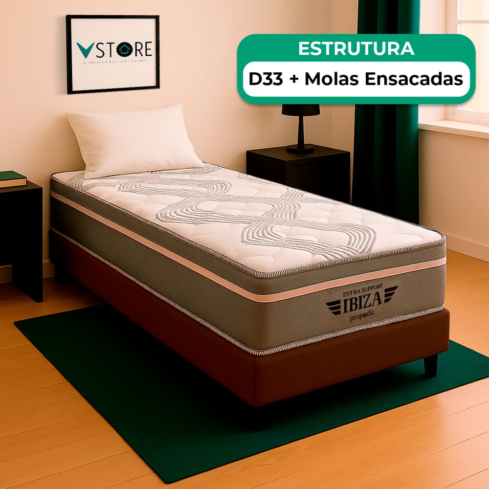 Cama Box Baú Solteiro Marrom e Colchão Ibiza Molas Vstore