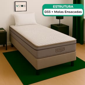 Cama Box Solteiro Bege E Colchão Los Angeles Molas Vstore