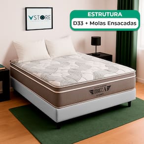 Cama Box Baú Viúvo Branco e Colchão Ibiza Molas Vstore